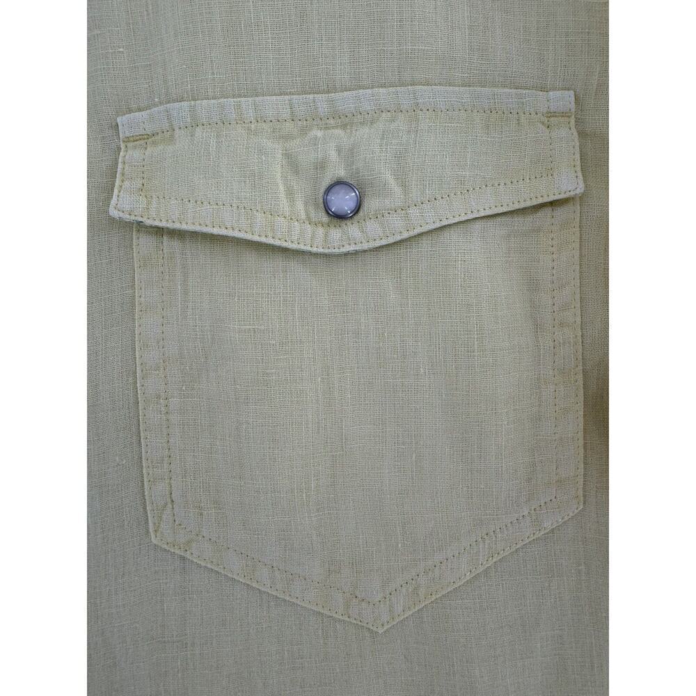 Sundance Pearl Snap Shirt Size M 100% Linen Yellow Western Rodeo Cowgirl​​ - Picture 4 of 14